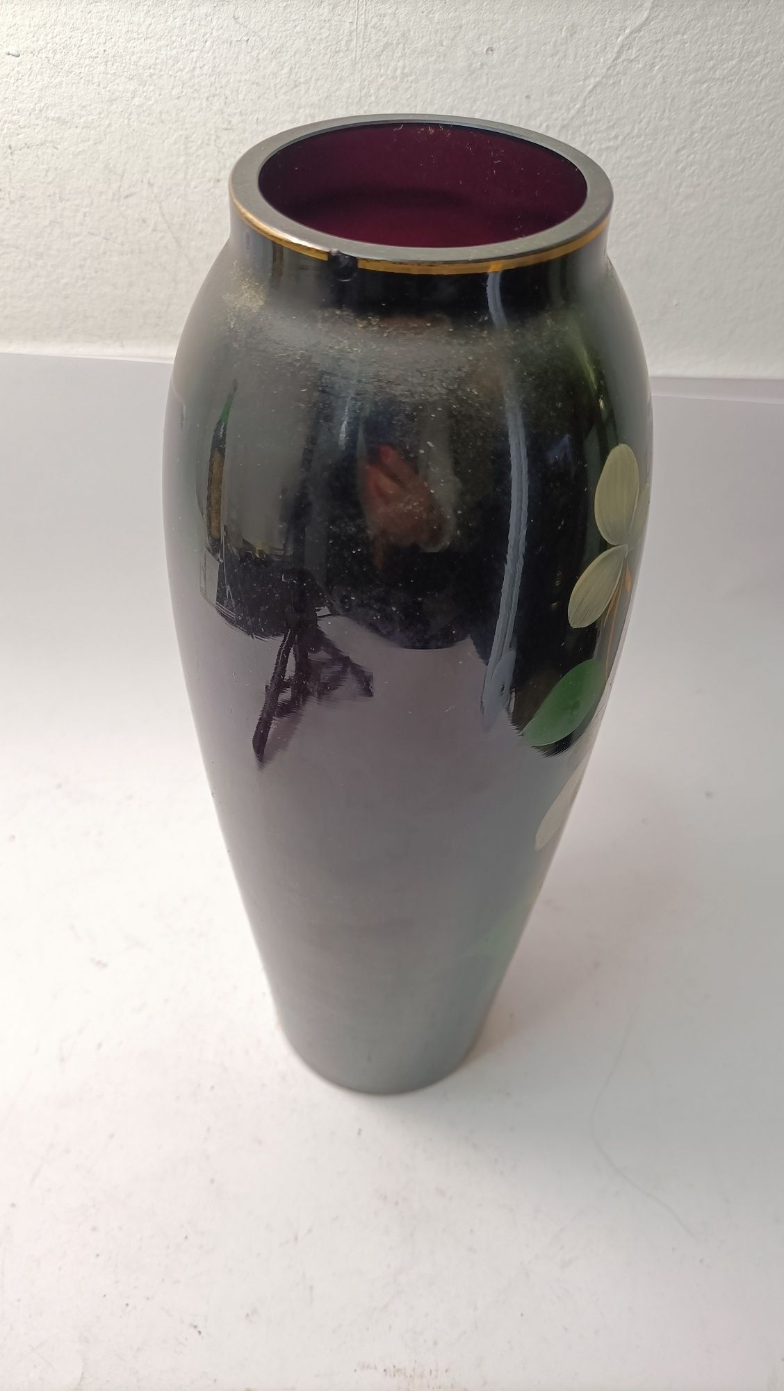 Piękny stary szklany wazon hialitowy T6