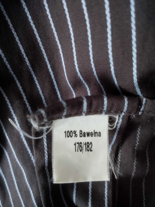 Koszula bawełniana czarna w błękitne paski, rozmiar (44)  176/182