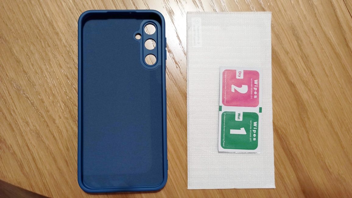 Samsung M34 5G case niebieski mat + szkło