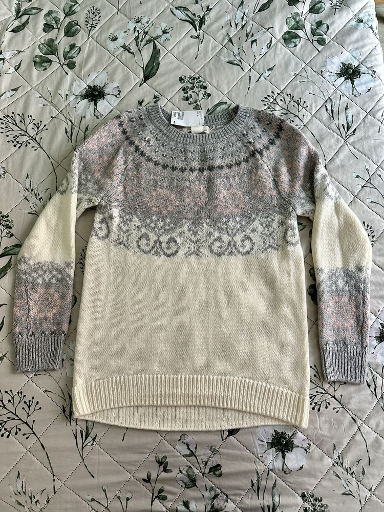 H&M, nowy gruby sweter, wzorzysty; XS