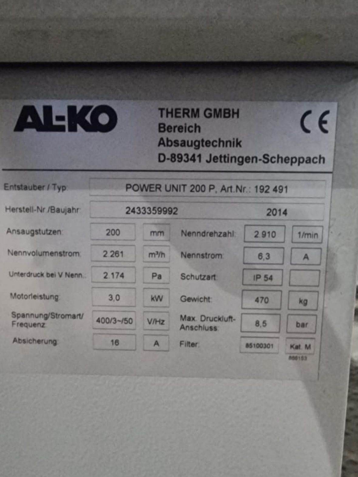 Odciąg trocin ALKO POWER UNIT 200