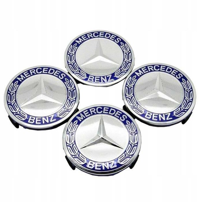 4 x Dekielki niebieskie dekle kapsle DO FELG 75mm MERCEDES 4 szt.