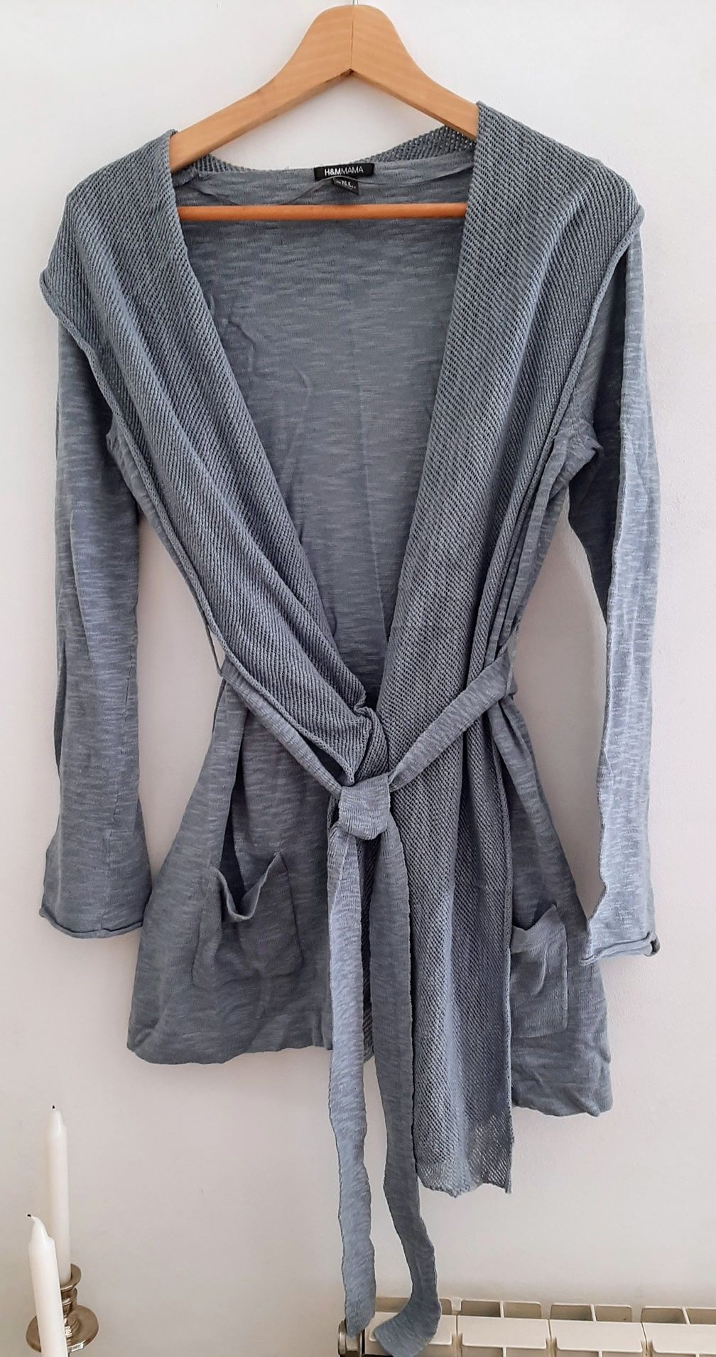 Cardigan 3/4, com cinto, tam. S, H&M