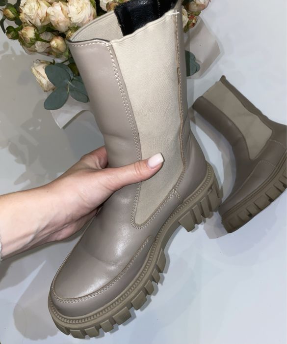 Черевики жіночі челсі бежеві зимові