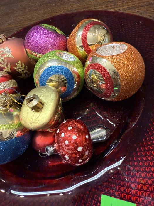 Zestaw 9 sztuk bombki reflektorki szklane kolorowe dekoracja święta