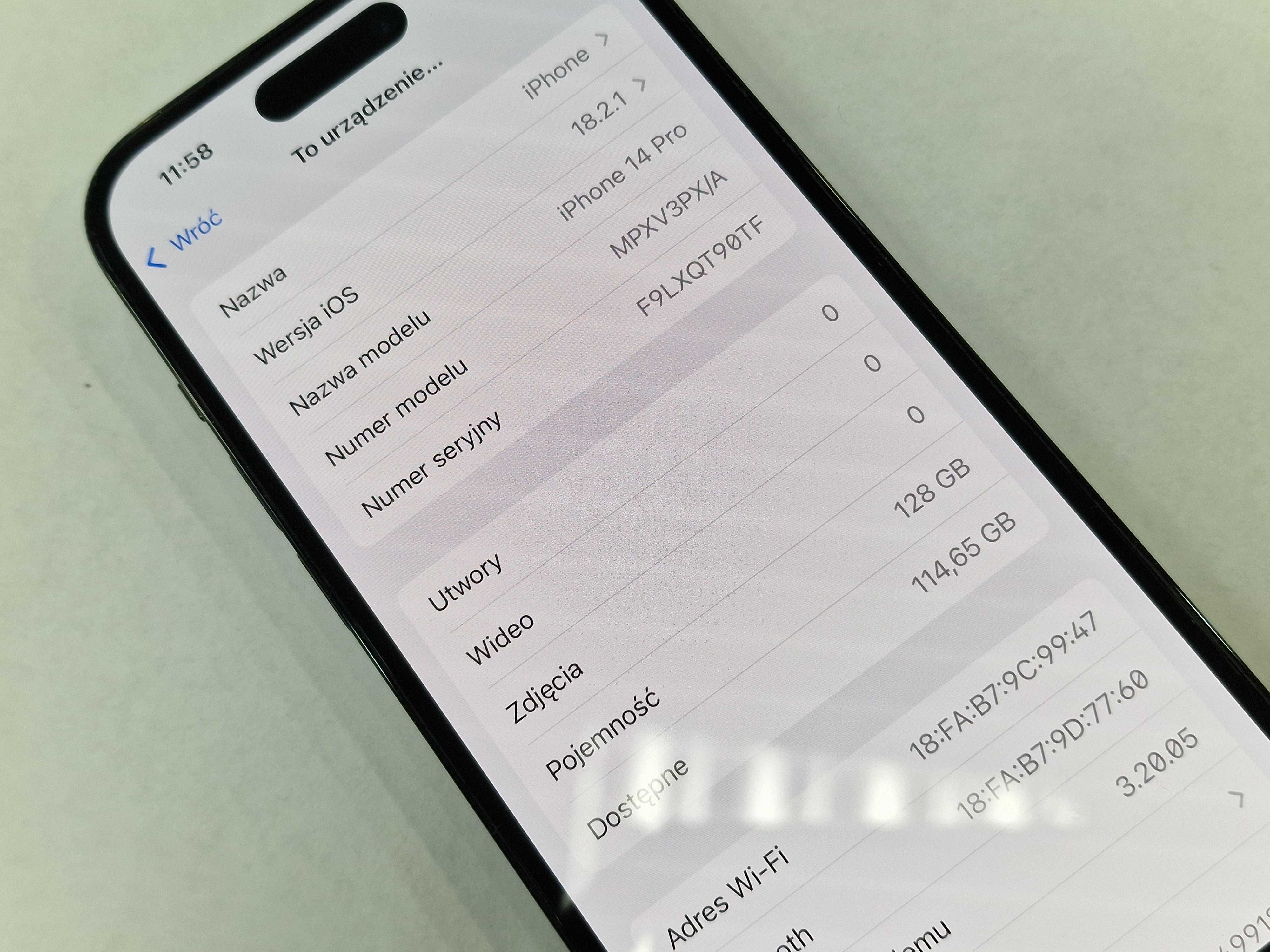 Iphone 14 PRO 128GB/ Space Black/ BAT 86%/ Grade A- + ładowarka