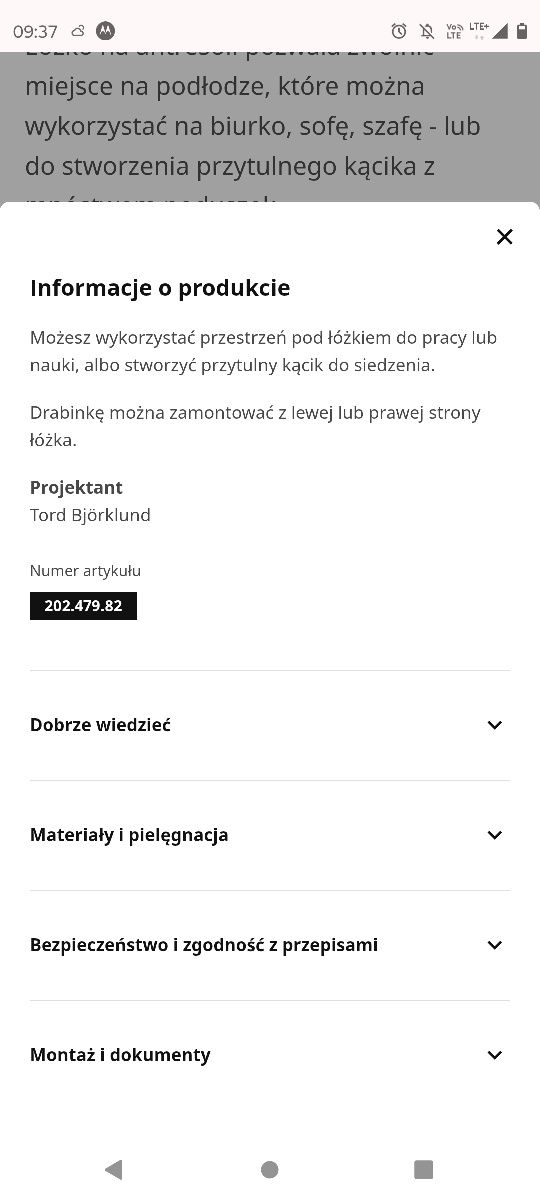 Rama lozka piętrowe Ikea Svarta 90x200