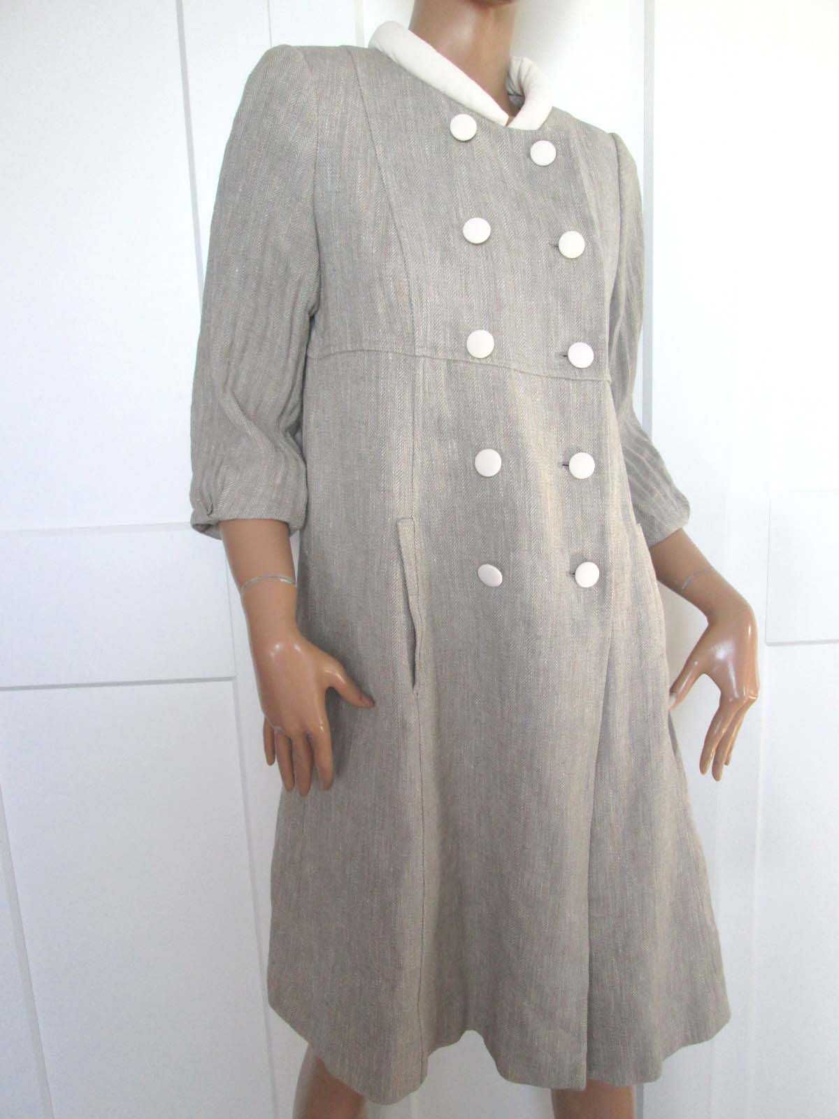 Paul Costelloe lniany wiosenny letni płaszcz vintage 100% len 10 M 38