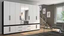 Szafa 320/230 Meblast Czarny/Biel 2 Lustra Okucia Premium Styl