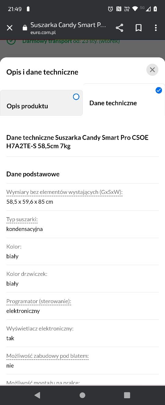 Suszarka candy Smart pro