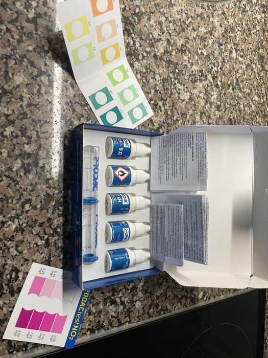 Kit de testes da Prodac para aquários, com 4 análises essenciais.