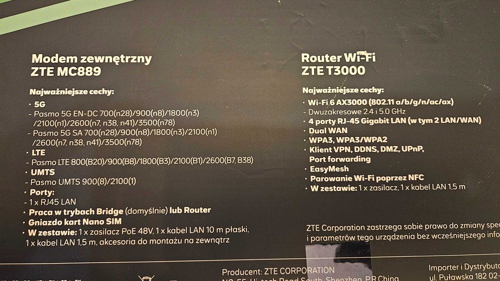 Sprzedam modem i router ZTE