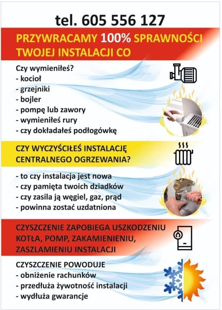 Profesjonalne PŁUKANIE i CZYSZCZENIE instalacji C.O. i C.W.U.