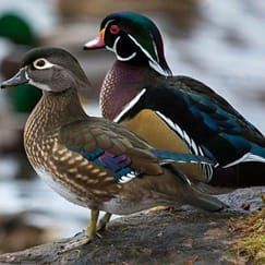 Casal de patos carolinos