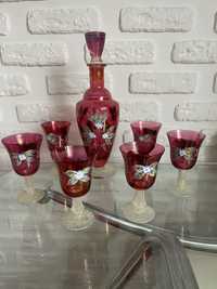 Чешский набор для вина, рубиновое стекло