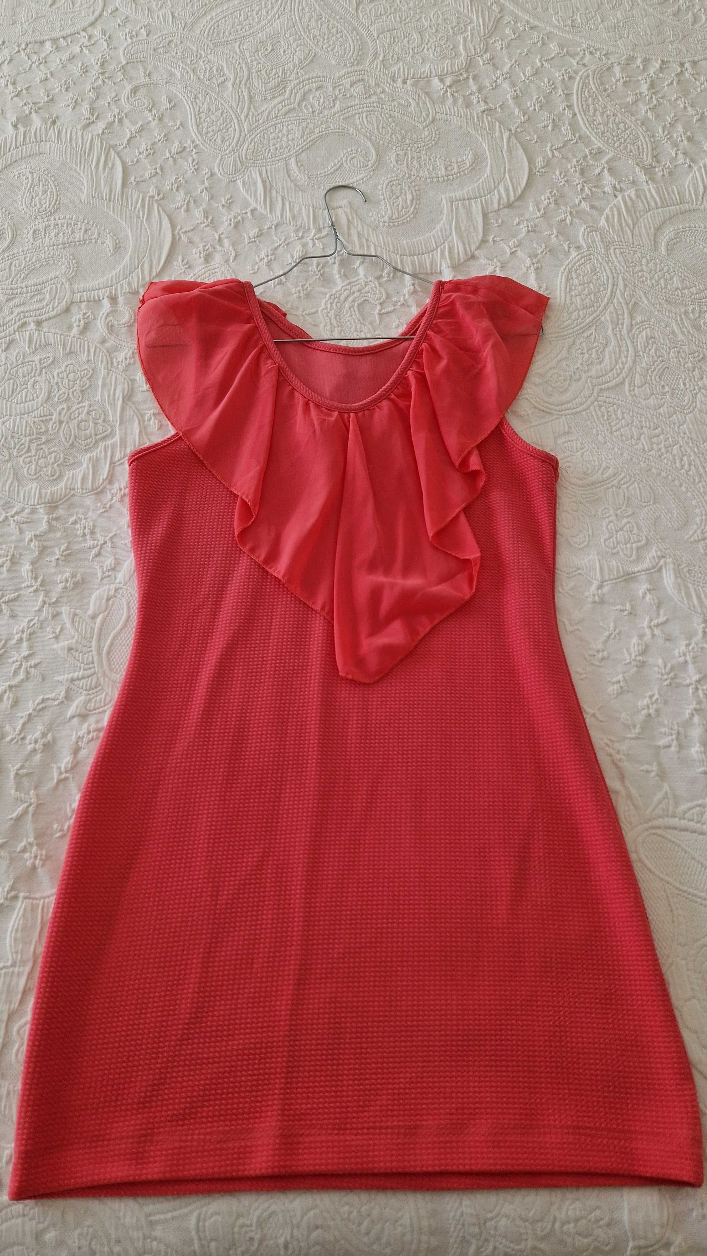 Vestido mini, tecido elástico, cor rosa, tamanho S