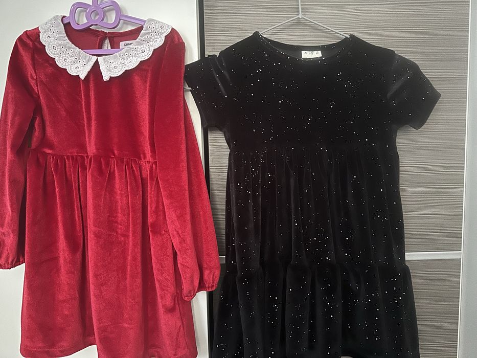 Сукня велюрова для дівчинки чорна та червона