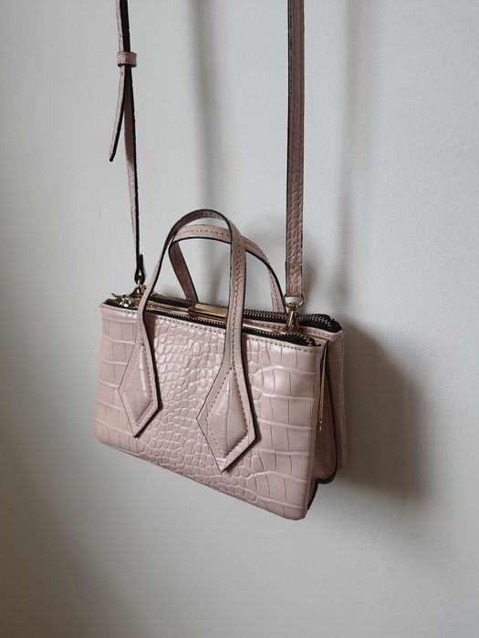 torebka ZARA na bigiel mini city bag mała pastelowy róż różowa
