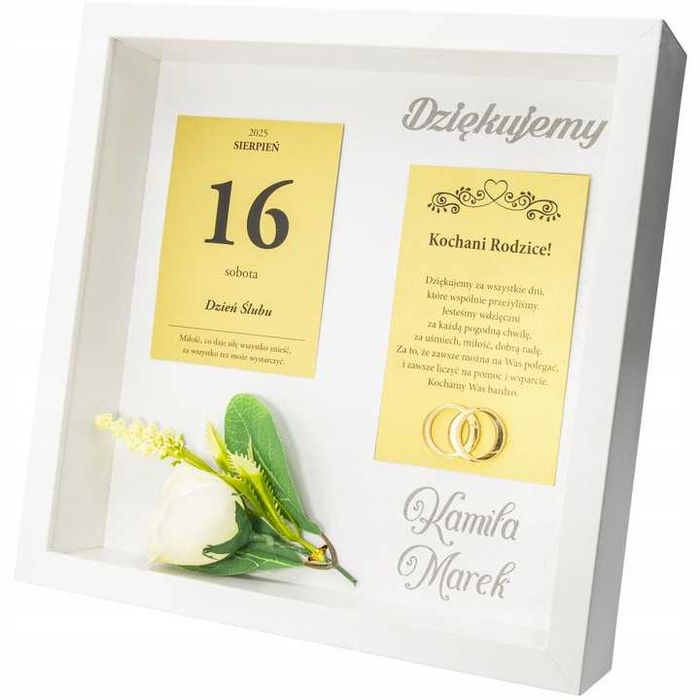 Podziękowania DLA RODZICÓW Mamy Taty Ślub Wesele w Ramce Obraz Plakat