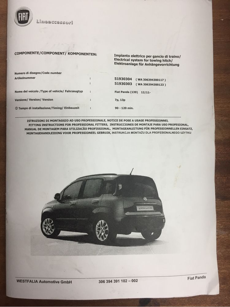 Ficha Reboque Fiat Panda