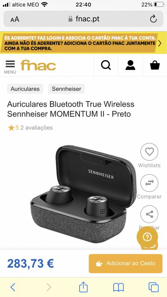 Auriculares senneiser momentum True Wireless 2