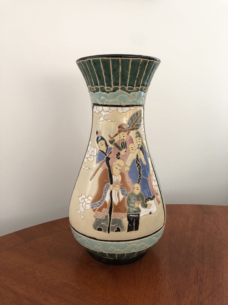 chiński porcelanowy wazon vintage ręcznie malowany etno waza