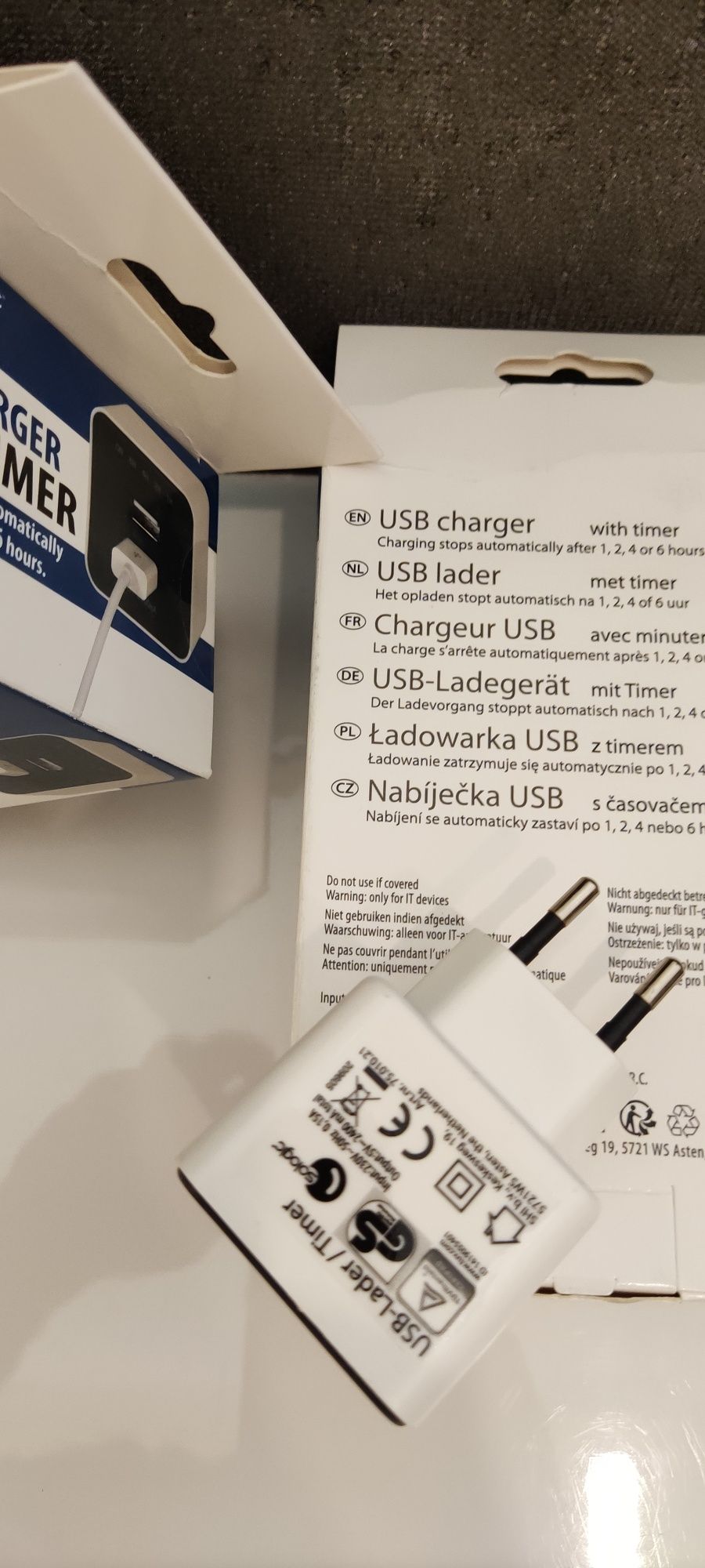 Nowa ładowarka sieciowa 2xUsb timer programator 2.4.6 godzin