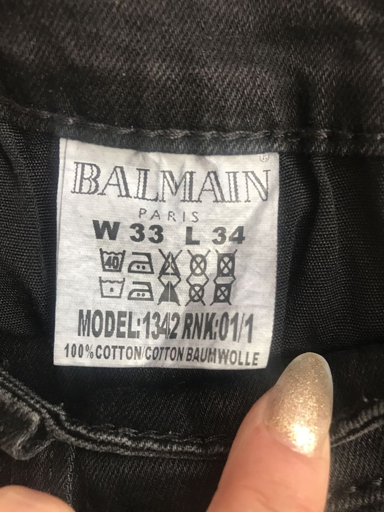 Spodnie Balmain czarne jeansowe przetarcia unikat