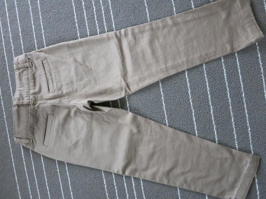 eleganckie spodnie jak nowe, r. 104, zestaw, biała bluzeczka z koronką