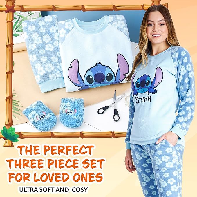 Niebieska piżama damska Disney Stitch bluza spodnie skarpety rozmiar S