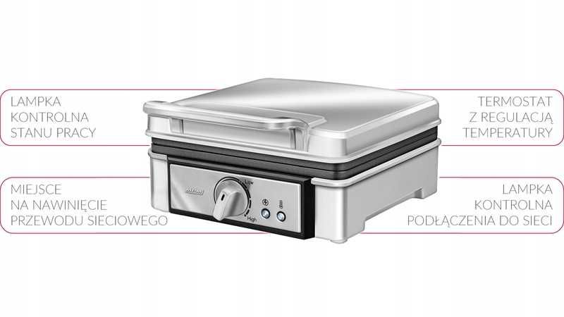 Gofrownica MPM duża moc 1400W nieprzywierająca WYPRZEDAŻ