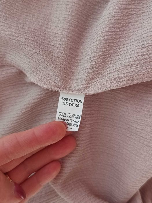 Beżowa sukienka gładka muślinowa baby doll bawełniana Mega Life 36 S