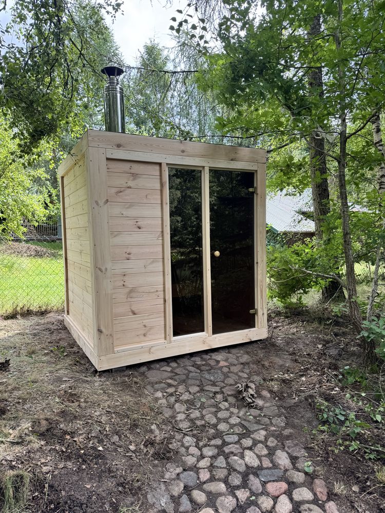 Sauna ogrodowa, ocieplona zewnetrzna sauna na drewno