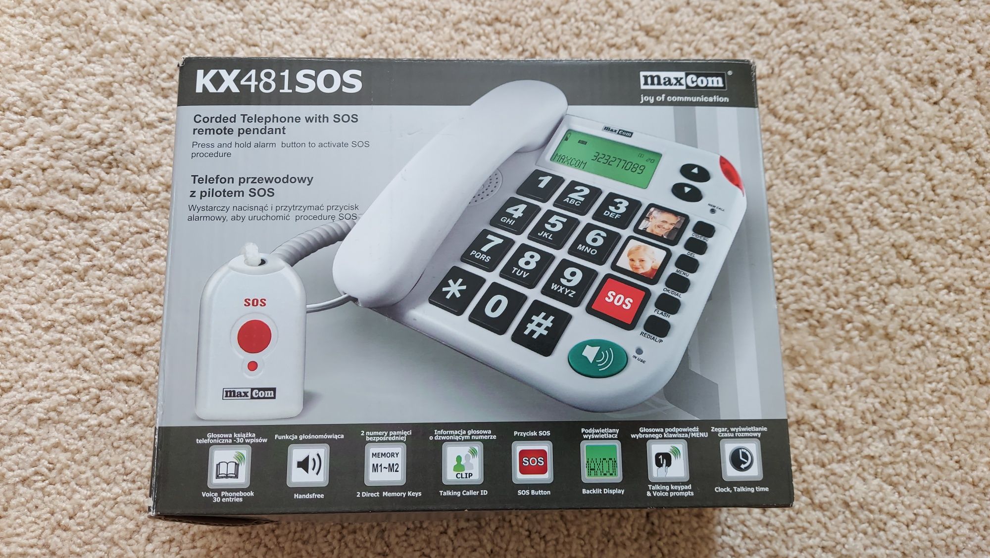 Telefon dla seniora  MAXCOM KXT481 PILOT SOS - Duże przyciski