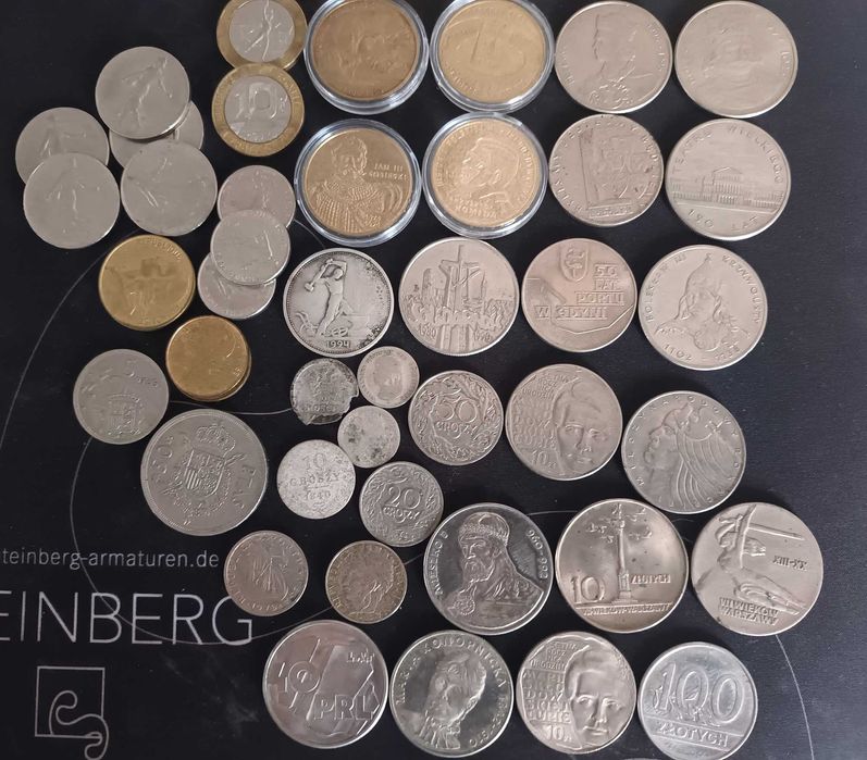 Monety z szuflady w tym srebrne