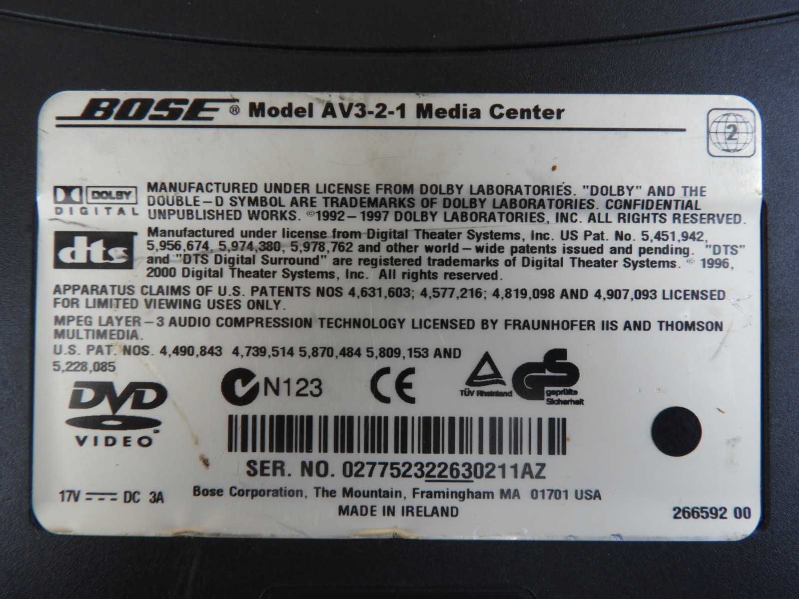 Bose Model AV 3 - 2 - 1 Media Center część zestawu