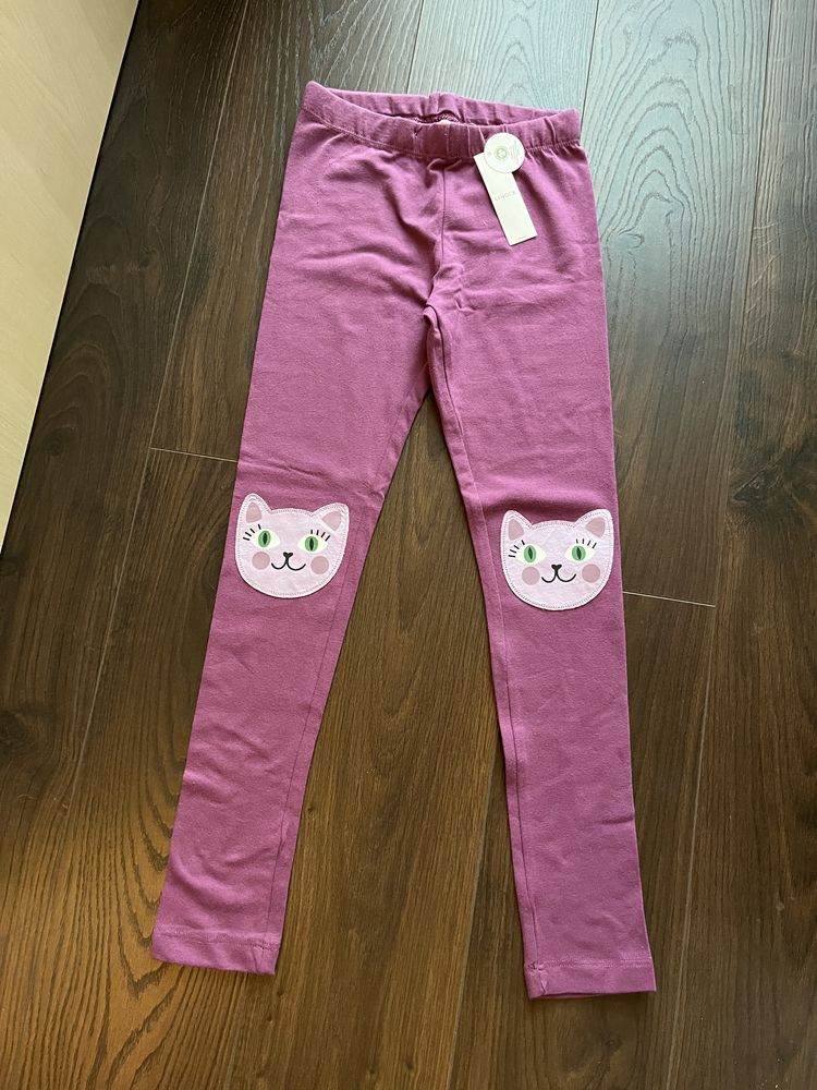 Legginsy fioletowe, Lindex kot na kolanach, aplikacja, 6-7 lat/122cm