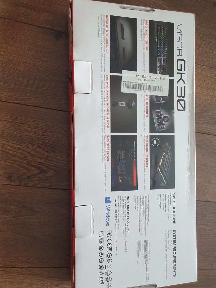 Klawiatura MSI VIGOR GK30 Gaming Keyboard