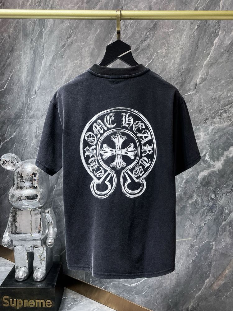 Футболка CHROME HEARTS оверсайз серая унисекс мужская оригинал