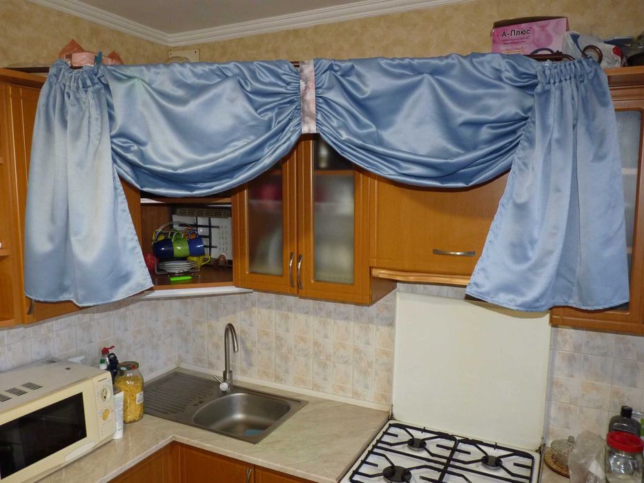 Блакитний, голубий ламбрекен 2 шт. на карниз 2,2 м і 1,7 м