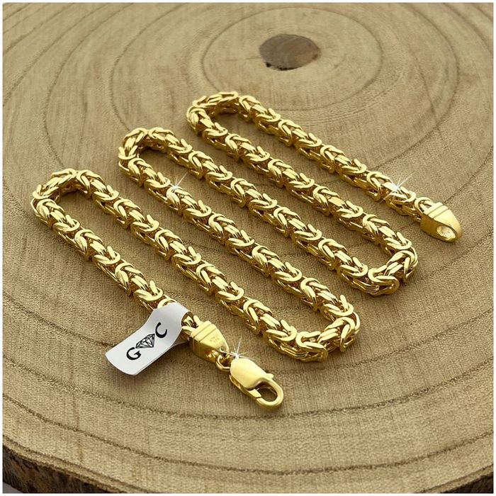 Złoty Łańcuszek Męski Splot Królewski Pr. 925/585 Srebro Pozłacane 75m