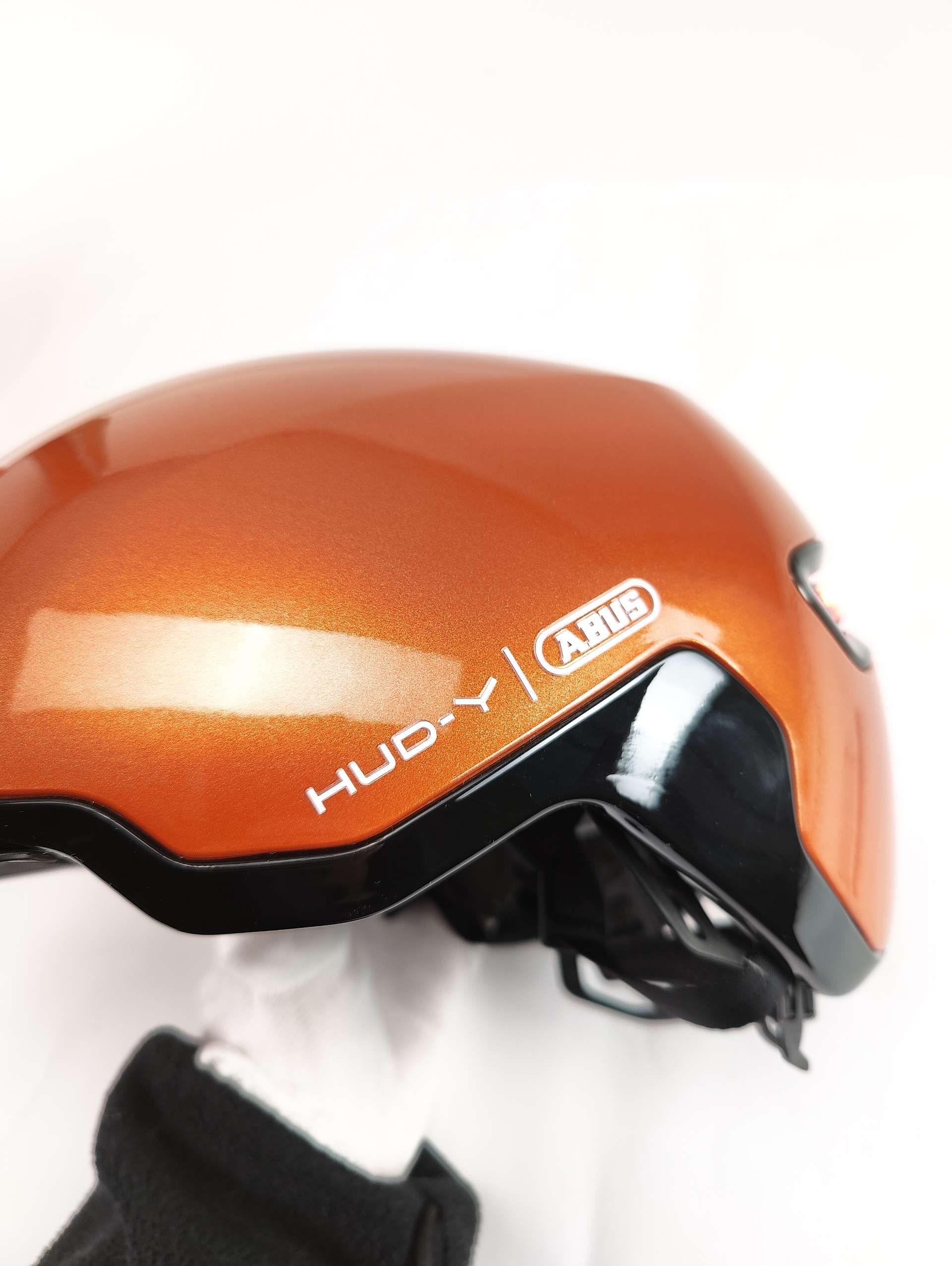 Kask rowerowy ABUS Hud-Y Pomarańczowy r. 51-55 cm Mocny LED
