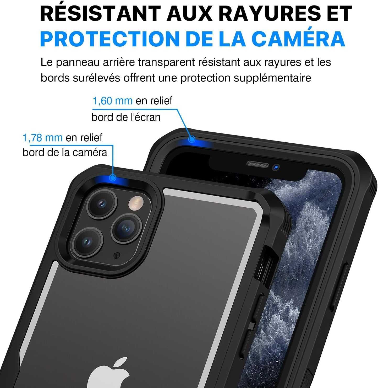 CENHUFO etui pancerne 360 iPhone 11 Pro Max czarne filtr prywatności