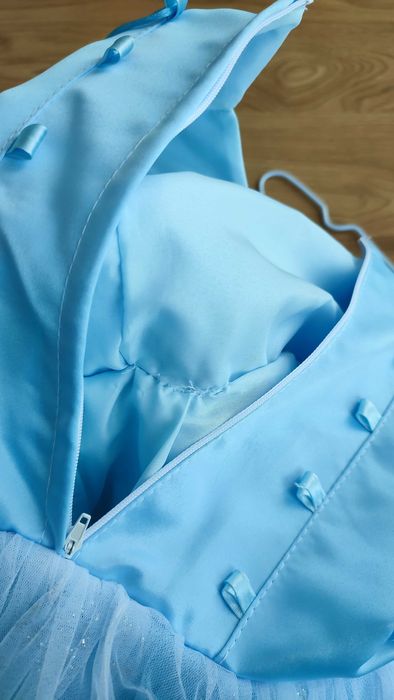 Блакитна сукня сніжинка, снігова королева, зірка + обручі + балетки