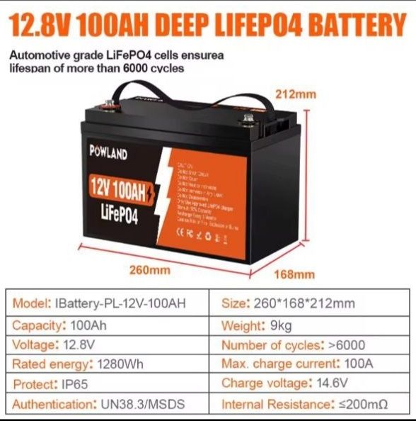 Аккумулятор POWLAND 12V 100AH LiFePO4 PowMr