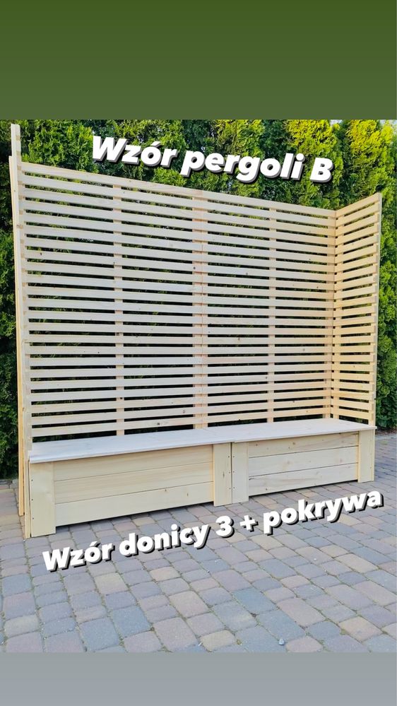 Donica z pergolą pergola donica pod wymiar płot lamelowy meble ogrodow