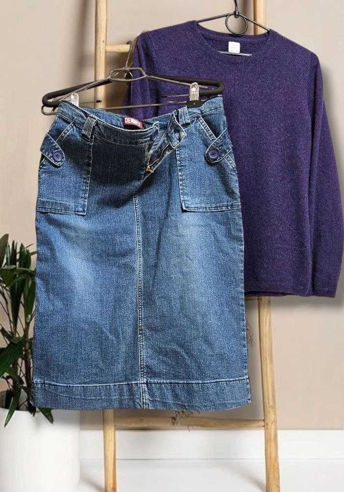 Джинсовая юбка темно-синяя с карманами Denim Co, р. М/L
