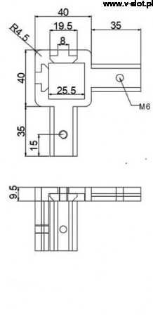 Łącznik wewnętrzny 3-stronny ukryty srebrny