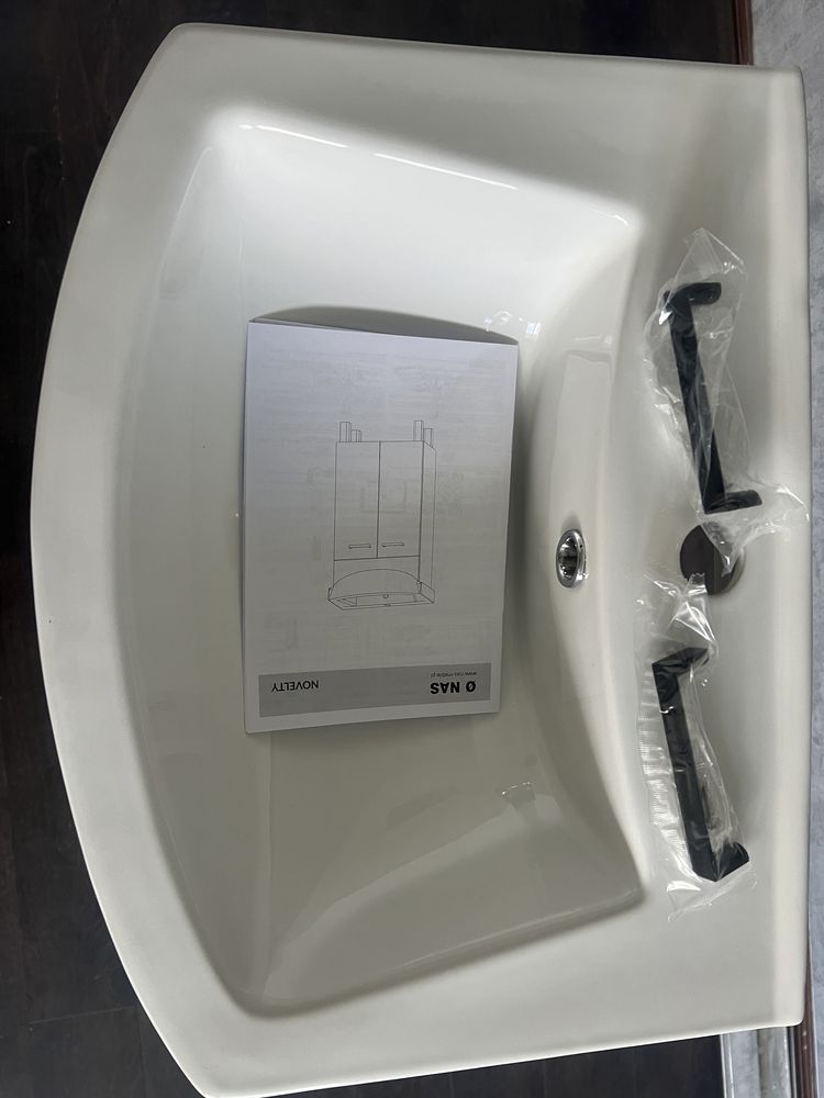 Szafka łazienkowa zestaw z umywalką Mea Black biała 47cm
