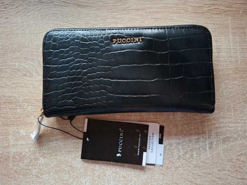 Portfel damski czarny duży pojemny Puccini skóra ekologiczna